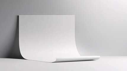 Poster - White empty curved paper background creates abstract minimalist design
