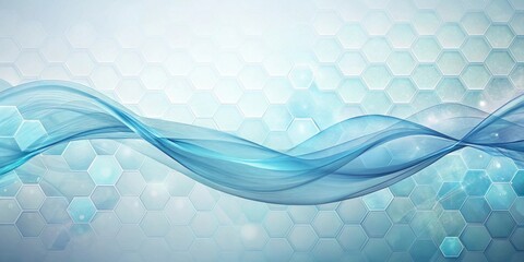 Wall Mural - abstract blue wave flowing over hexagonal grid background