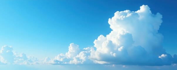 Wall Mural - Vast blue sky with a large cloud on the right top corner, gently drifting by, cloudscape, atmospheric