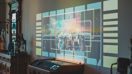 Retro Control Panel Displays Projected Group Image