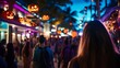 © Nur - Halloween Night Street Fair: Festive Crowd and Jack-o'-lanterns