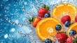© NAD SANG PAP - Juicy fruit splash vibrant water background food photography fresh environment close-up view refreshing concept