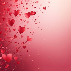 Aufkleber - A soft vector background featuring multiple hearts in varying sizes and shades of pink and red, ideal for love and affection themes.

