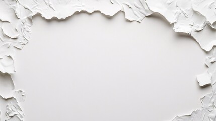 Aufkleber - White crumpled and torn paper creating a frame on white background