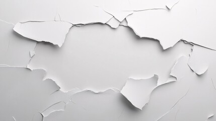 Fototapete - White cracked wall creating a frame effect for copy space