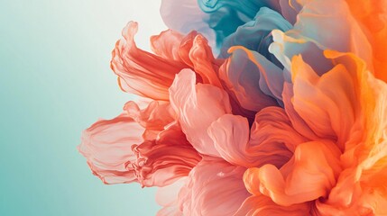Aufkleber - Colorful abstract smoke forming intricate shapes on a light blue background