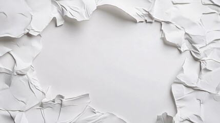 Aufkleber - Crumpled white paper creating a frame on white background