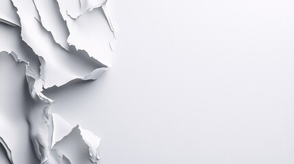 Poster - White torn paper creating abstract shapes on empty background