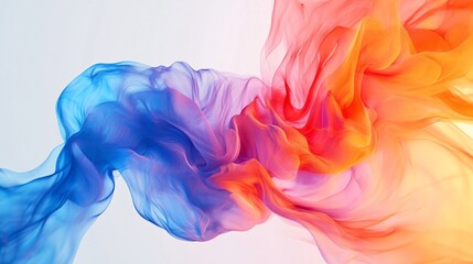 Wall Mural - Colorful abstract smoke pattern forming a gradient from blue to orange