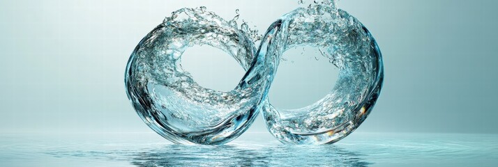 Poster - Water flows through a transparent infinity shape creating a mesmerizing visual effect