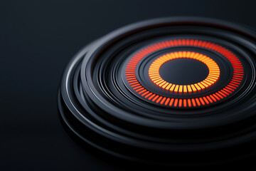 Wall Mural - futuristic marketing interface glowing with vibrant orange and red lights, set against sleek black b
