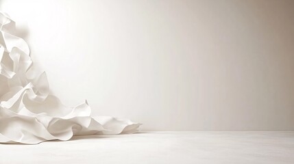 Poster - White abstract sculpture filling empty room corner