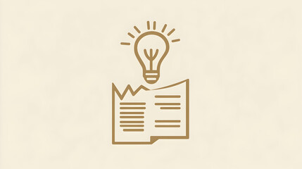 Wall Mural - minimalist business plan icon, featuring a document, graph, and lightbulb, symbolizing strategy and 