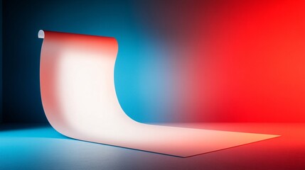 Aufkleber - White scroll unrolling on vibrant blue and red gradient background