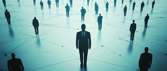 Wall Mural - modern business leadership represented by a network of interconnected people -