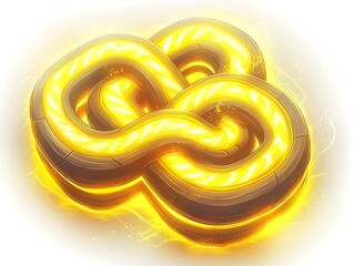 Glowing Golden Abstract Infinity Symbol