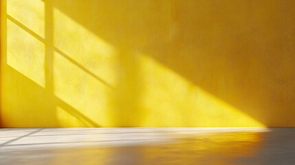 Wall Mural - Sunlight illuminating yellow wall in empty room