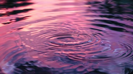 Wall Mural - Pink Sunlit Ripples on Water Surface with Circle Patterns