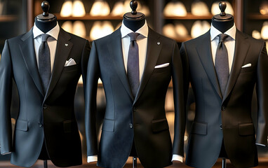 Classic black suit with white shirt and tie, embodying timeless corporate professionalism