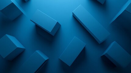 Aufkleber - Blue minimalist geometric shapes creating abstract background design