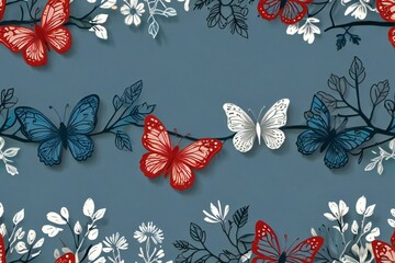 Wall Mural - seamless pattern with butterflies