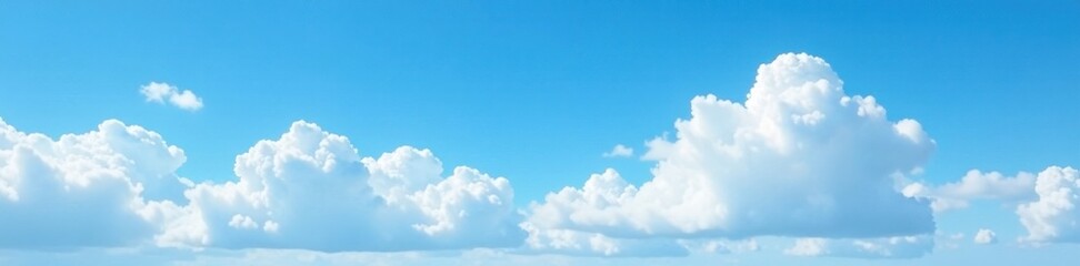 Wall Mural - White clouds float gently above a brilliant blue sky, clouds, light, high