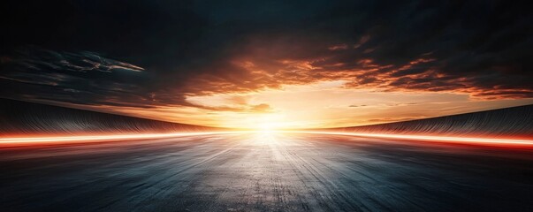 Wall Mural - a breathtaking sunrise illuminates the horizon, casting vibrant colors across the sky and reflecting