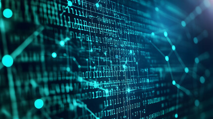 Wall Mural - technology computer cyberspace internet digital data network programming coding concept in a green d
