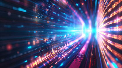 Aufkleber - Abstract concept of a high-speed data stream in a neon-lit cyber tunnel