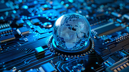 Poster - Global technology concept on circuit board