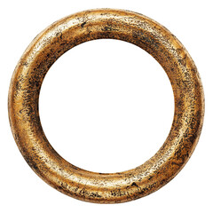 Rustic antique gold ring-shaped border with weathered details, isolated on transparent cutout background
