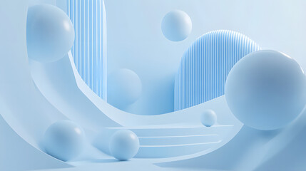 Wall Mural - Abstract 3D Rendering background with blue bouncing balls.