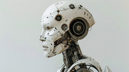 Poster - Futuristic humanoid robot head close-up