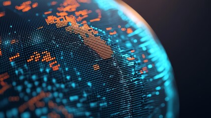 Close-up view of a digital globe representing global connectivity and data.