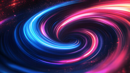 Wall Mural - 
Colorful swirl elements with neon led illumination. Abstract futuristic background.