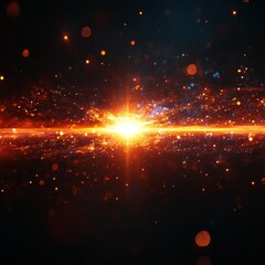 Aufkleber - Vibrant cosmic explosion illuminated by fiery particles in a dark universe creates a dazzling display of light and energy