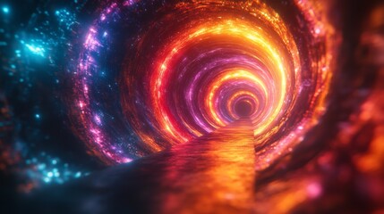 Leinwandbilder - Vivid colors swirl in an endless tunnel of light, creating a mesmerizing journey through a cosmic passage during an otherworldly experience