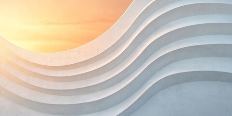 Wall Mural - A soft, abstract design featuring wavy lines in pastel tones, illuminated by warm sunlight, creating a serene and modern aesthetic.