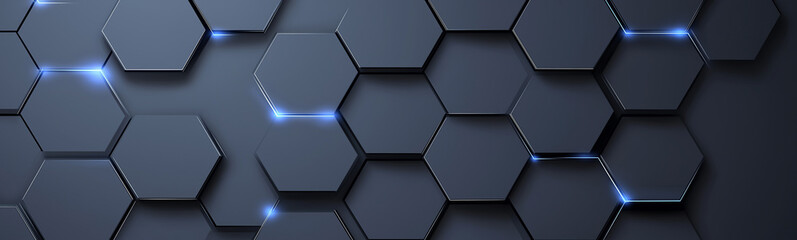 Aufkleber - Futuristic hexagonal surface with glowing blue lights