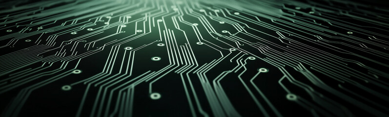 Poster - Futuristic circuit board glowing with data flowing through its network
