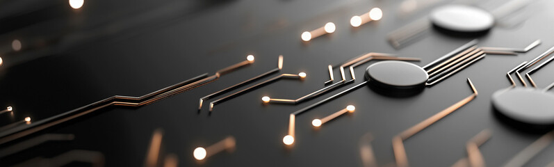 Poster - Electronic circuit board showing data transfer and processing power