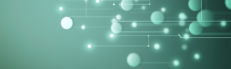 Poster - Futuristic green technology background connecting circles and lines