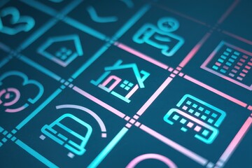 Futuristic Interface: Smart Home and Car Icons