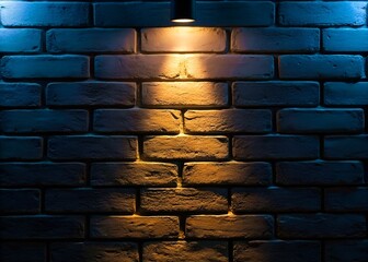 Brick wall texture with spotlights in blue and yellow tone