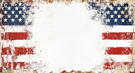 Wall Mural - An American flag on the left and right sides of an isolated white background, with large empty space in between for text Generative AI