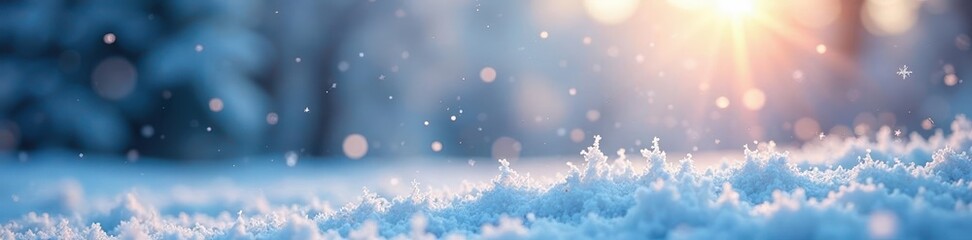 Wall Mural - Whiteness of snowflakes falling gently from the sky, frosty morning, peaceful