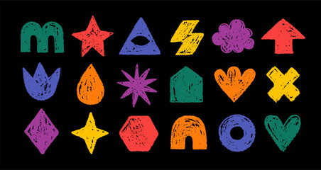 brush or chalk shape. paint figure, crayon hand drawn texture. geometric line, shape, figure bg in k
