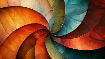 Wall Mural - A colorful spiral with a blue and orange section