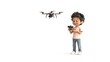 © Akash - cartoon boy flying drone