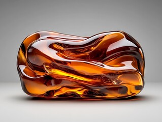 Wall Mural - A glass sculpture of a wavy orange and brown glass object